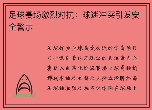 足球赛场激烈对抗:球迷冲突引发安全警示